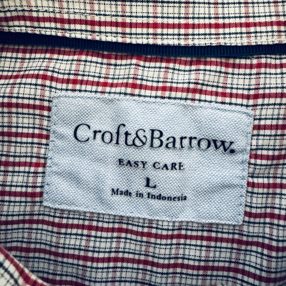 Croft & Barrow Red and White Plaid Shirt, L 🦋